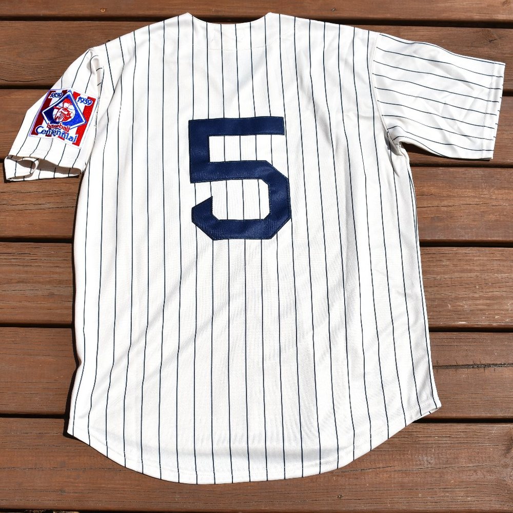 New!! Joe DiMaggio New York Yankees Cream Pinstripe Baseball Jersey Men's Sizes